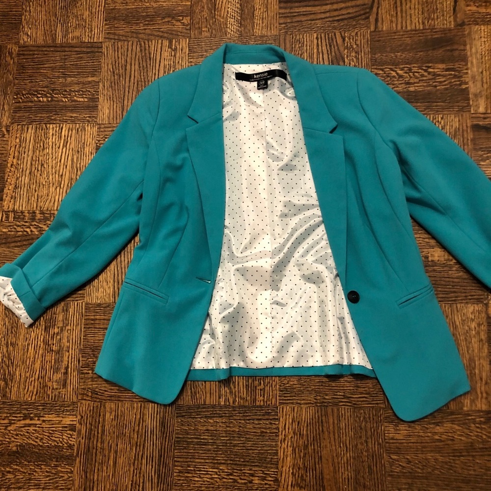 Teal, single button blazer